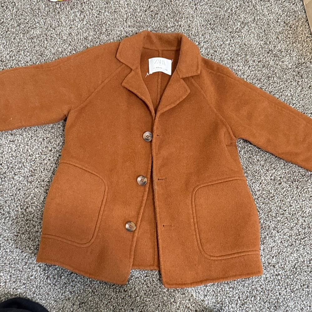 Zara Burnt Orange Button-Up Wool Jacket
